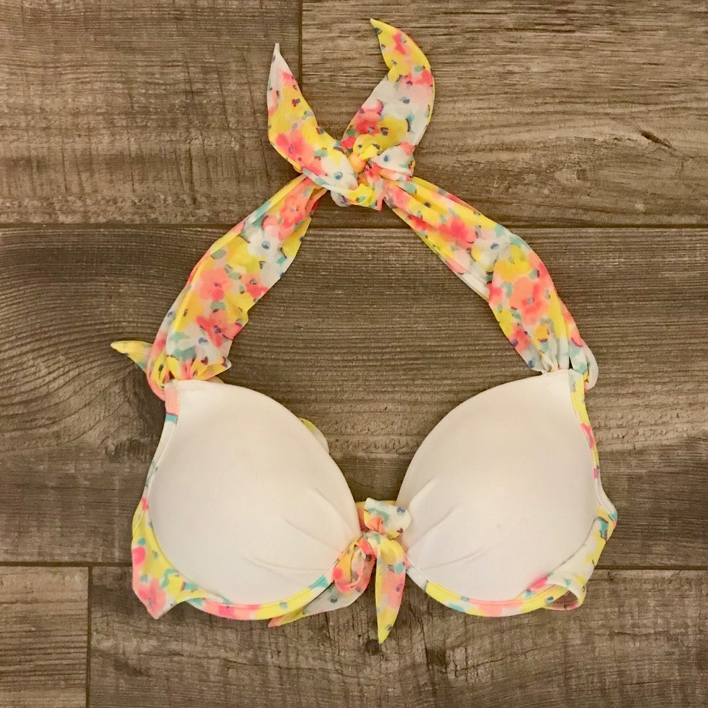 Floral Pastel Print & White Bikini Top!
